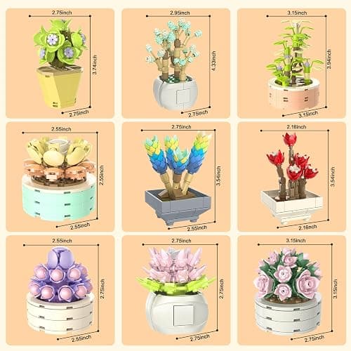 NUTCRACKER Succulent Flower Botanical Collection Building Set for Adults - Plant Flower Mini Bonsai Toy Building Set, Home Office Decor, Christmas Birthday Gifts for Women (750 Pieces) thumbnail 3