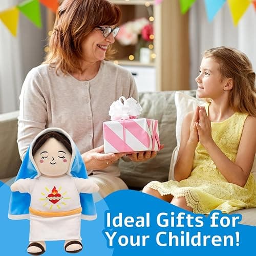 Yelakey Breathing Plush Virgin Mary Doll 15" Soothing Guardian Angel with Light & Sound, Baptism Plushie Toy Gifts for Kids for Christening Religious Easter thumbnail 6