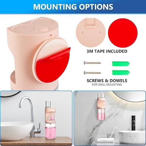 ZOFGENOW Automatic Mouthwash Dispenser for Bathroom,Bathroom Accessories 19.4 Fl Oz Dispensers with Magnetic Cups,Wall Mounted Dispenser,Suitable for All Age Groups,Pink thumbnail 6