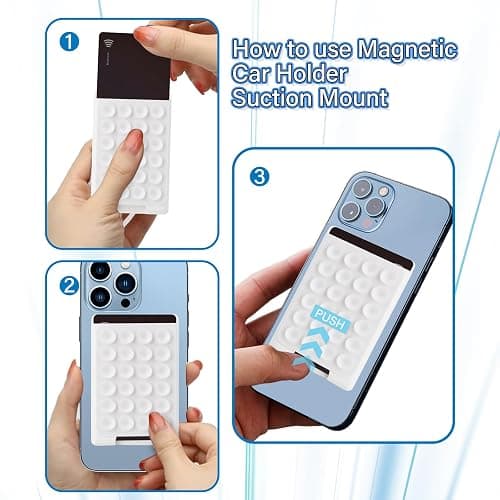 NTidea Magnetic Suction Phone Card Holder Mount for MagSafe, Phone Wallet, Compatible with iPhone MagSafe Case, Hands-Free Mirror Shower Smartphone Holder Accessory for TikTok Videos, Selfies, White thumbnail 7