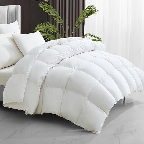 Maple&Stone Feather Down Comforter King, Heavyweight Duvet Insert | Extra Fluffy Duvet Insert in White, 100% Cotton Shell, Baffle Construction, 8 Loops, 106 x 90 in thumbnail 8