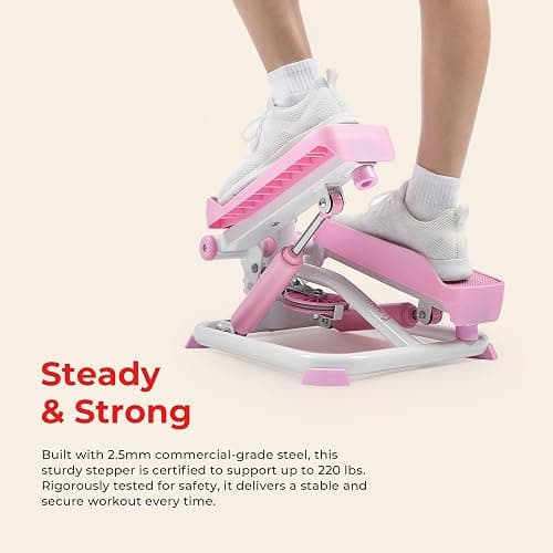 Sunny Health & Fitness Mini Steppers with Digital Monitor and Resistance Bands, Compact Low-Impact Cardio Machines for Home Workouts thumbnail 4