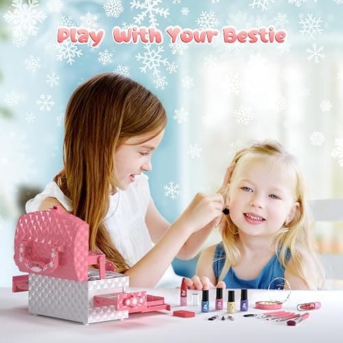 SOFIA-PERRYHOME Kids Makeup Set for Girl 56 Pcs Washable Real Cosmetic, Non-Toxic Frozen Toys Toddler Makeup Kit, Princess Dress up Christmas & Birthday Girl Gift for 3 4 5 6 7 8 9 10 11 12 Year Old Girls thumbnail 2