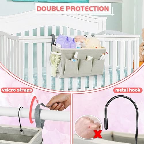 Loghot Bedside Caddy/Bedside Storage Bag Hanging Organizer for Bunk and Hospital Beds,Dorm Rooms Bed Rails,Can be Placed Glasses,Books,Mobile Phones,Keys (New Grey) thumbnail 3