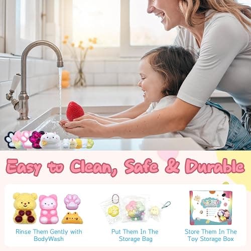 21Pcs Taba Squishy Pack Fidget Toys, Taba Squishies Party Favors, Squeeze Toys, 6 7 8 9 10 11 12 Year Old Girl Birthday Gift, Easter Gifts, Fidgets for Kids Square Squishy (12 Big + 9 Small) thumbnail 6