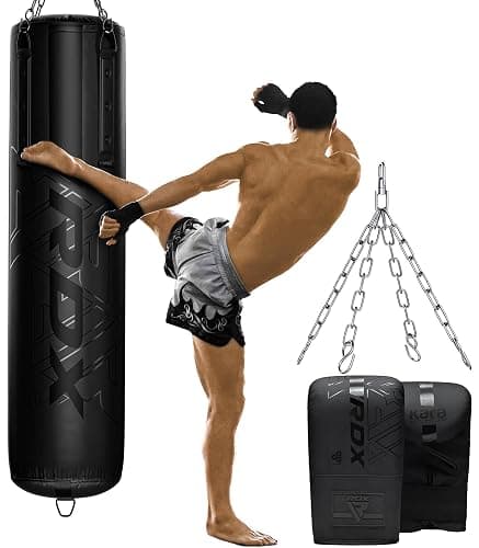 RDX Heavy 5FT Punching Bag for Pro Training, 55lbs Pre Filled with 110lbs Max Filling Capacity, 3PC Boxing Bag Set with Gloves Hanging Steel Chain, Kickboxing MMA Muay Thai BJJ Karate Home Gym Fitness - Image 1
