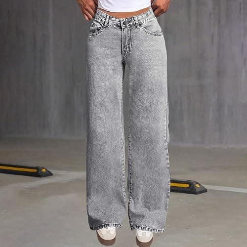 Girls Bow Jeans Trendy High Waist Wide Leg Baggy Denim Pants Casual Y2k Preppy Streetwear Cute Straight Trousers with Pocket thumbnail 3