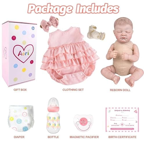 Aori Reborn Baby Dolls Girl 20'' Realistic Sleeping Newborn - Lifelike Poseable Vinyl Baby Doll with Feeding & Outfit Set - Weighted Body for Cuddling, Gift for Collectors & Kids 3+ thumbnail 7