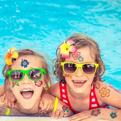 CHARLENT Glitter Hibiscus Temporary Tattoos for Aloha Party Decoration - 74 Individually Sheets Glitter Hawaii Flower Tattoos for Kids Women Hawaiian Party Favors thumbnail 5