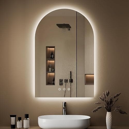 OUMUSU Arched Backlit Mirror Bathroom 24"x36", LED Mirror for Bathroom-Anti-Fog, Dimmable-Bathroom Mirror with Lights,3 Colors - Image 1