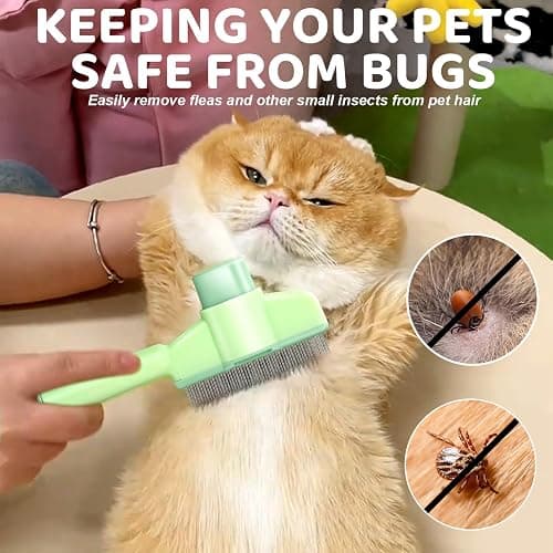 Cat Comb with Release Button, Cat Brush for Short or Long Haired Cats, Cat Grooming Comb for Removing Tangles and Knots thumbnail 6