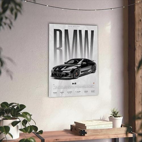 Supercar Poster M4 Poster Racing Wall Art Painting Canvas Birthday Gift Prints House Decor Framed or Frameless (White, 12L x 18W, Unframed) thumbnail 3