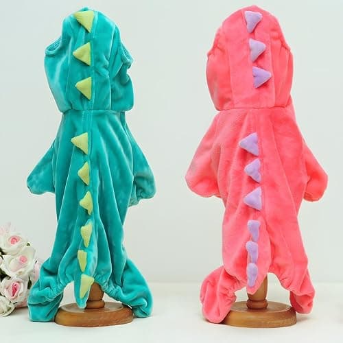 Hotumn Dinosaur Dog Halloween Costume Pet Dino Hoodie for Small Dogs (Small, Pink) thumbnail 4
