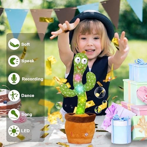 Emoin Talking Dancing Cactus Toy Mimicking Toy, Singing Cactus Mimicking Recording Repeating What You Say with LED English Songs for Toddlers Boys Girls, Interactive Baby Toys thumbnail 8