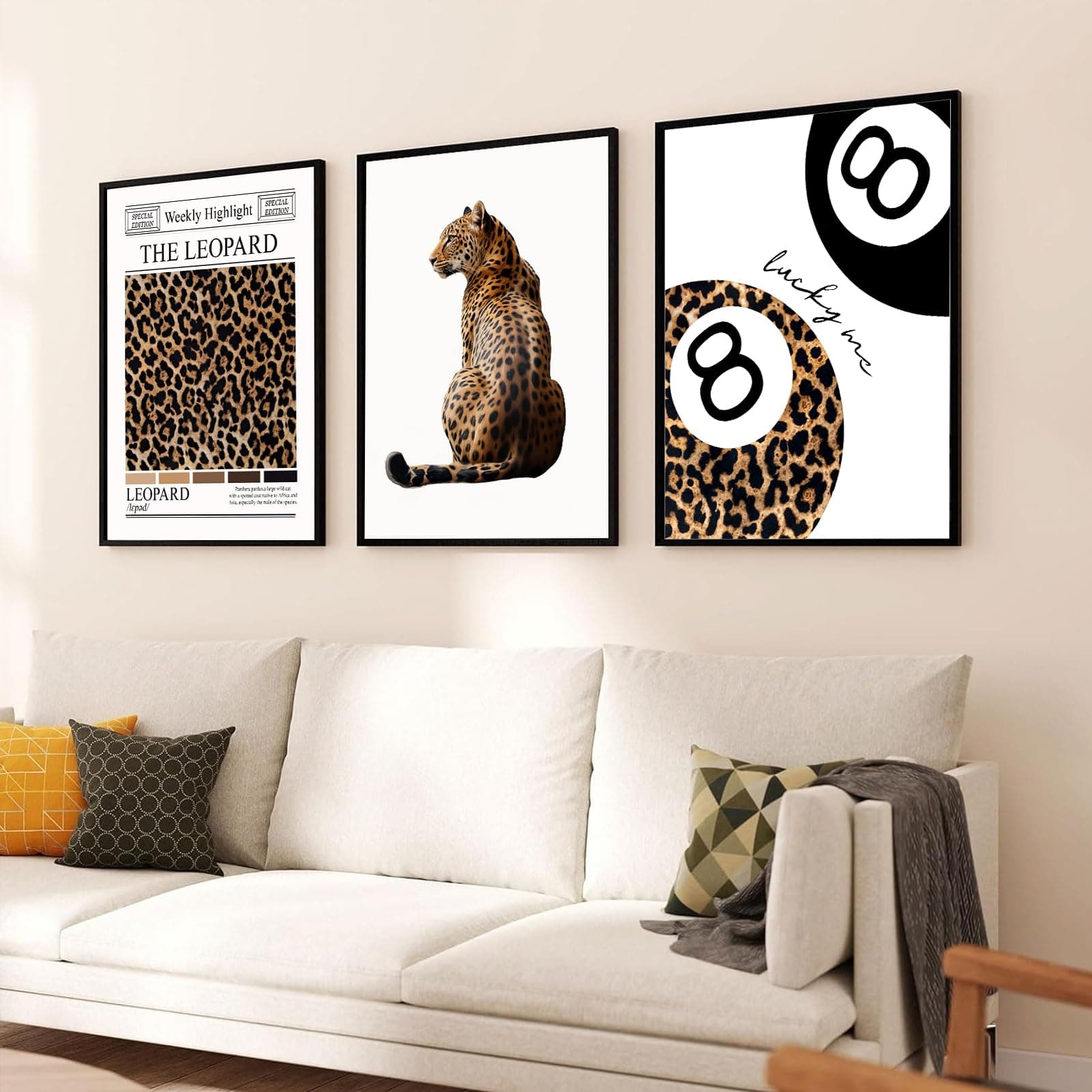 Leopard Canvas Posters 12x16 Inch 8 Balls Print Aesthetic Wall Decor for Girls Room Apartment Dorm 3 Pack thumbnail 6