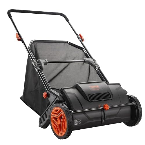 VEVOR Push Lawn Sweeper, 21inch Leaf & Grass Collector, Heavy Duty Thickened Steel Durable to Use with Large Capacity 3.5 cu. ft. Mesh Collection Hopper Bag, 2 Spinning Brushes thumbnail 11