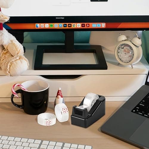 Desktop Tape Dispenser Black with Weighted Nonskid Base - Includes 6 Rolls of Transparent Tape (0.71 Inch x 1000 inches Each) thumbnail 6