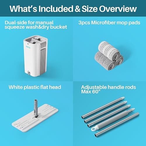 JOYMOOP 8L (2.1 Gal) Large Capacity Mop System with Extension Handle, Perfect for Household and Commercial Floor, Window, and Wall Cleaning - Includes 3 Washable Microfiber Pads for Wet and Dry Use thumbnail 10