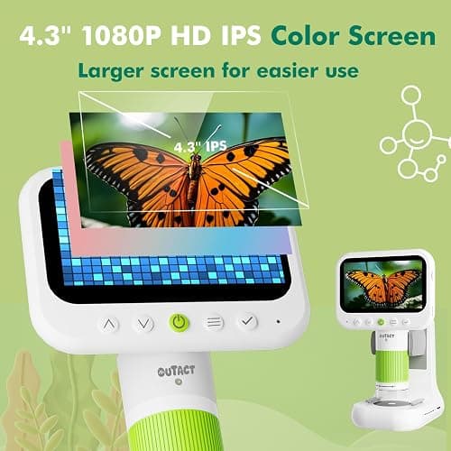 OUTACT Digital Microscope for Kids,4.3" HD Screen Portable Microscope with 8 LED Lights,Educational STEM Science Toys with 8G SD Card for Photo/Video,Birthday Gifts for Boys Girls thumbnail 5