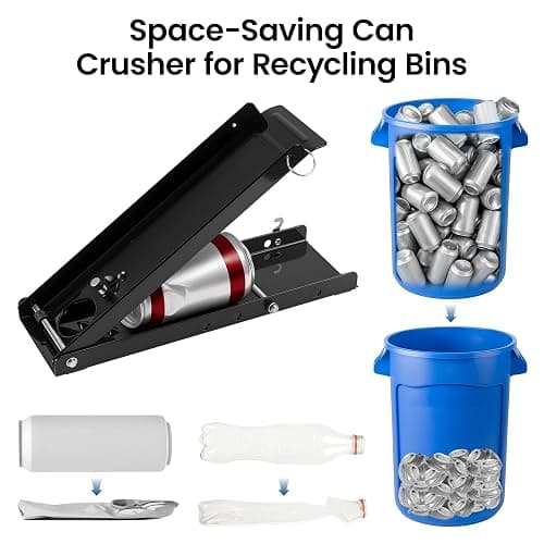 M.J COMFY-LIFE Foot Operated Can Crusher for 16oz Cans Plastic Bottles, Heavy-Duty Standing Can Compactor, Industrial Metal Can Smasher for Soda Beer Recycling in Garage, Kitchen, Home Black thumbnail 4