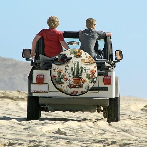 Cactus Garden Pattern Tire Covers Wheel Cover Protectors Waterproof Spare Tire Cover Universal Fit RV SUV Truck Trailer Accessories thumbnail 6
