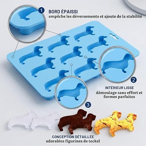 LAKPYN 1 Pièce Moule à glaçons en forme de chien - en Silicone - Teckel accessoire - Bleu thumbnail 6