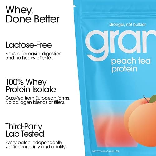 GRAMMS Clear Protein Powder | 20G Whey Isolate | Gluten Sugar Lactose Free | Peach Tea | 18 Servings thumbnail 5