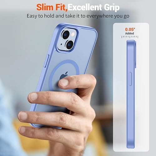 SUPFINE Magnetic for iPhone 14 Case & iPhone 13 Case (Compatible with MagSafe)(Military Grade Drop Protection) Slim Translucent Matte Shockproof Phone Cover,Blue Purple thumbnail 7