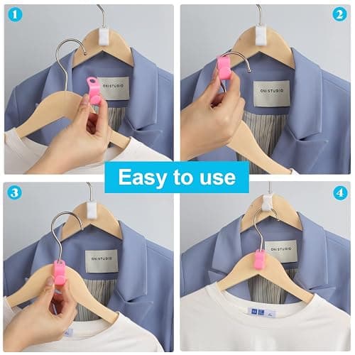 100 PCS Hanger Connector Hooks, Space Saving Hooks and Clips for Plastic Hangers (5 Color) - Color thumbnail 3