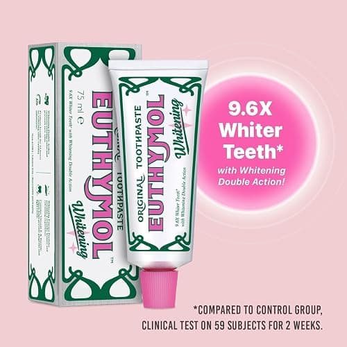 Euthymol Original Whitening Toothpaste 75ml (1) – Made in Korea – 9.6X Whiter Teeth – Double Action – Fluoride & Vitamin E – Fights Cavities & Gingivitis – Non-GMO, Gluten-Free, Recyclable Packaging thumbnail 2