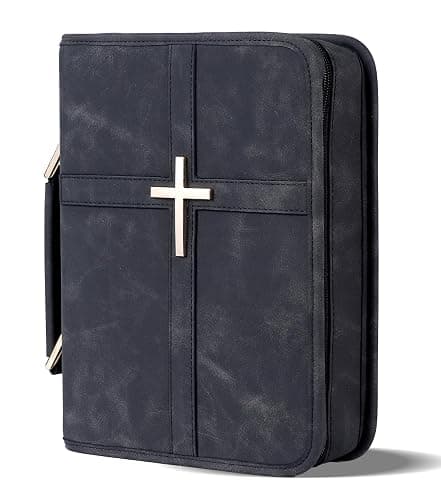 Vegan Leather Bible Cover Case, Bible Bag with Phone Pocket, Bible Case for Men Women, Christian Gift Box Packaging (Black) - Image 1
