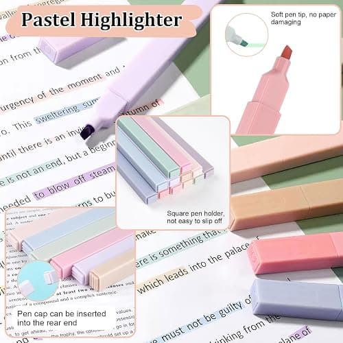 Tikplus 12Pcs Highlighters Pastel, 6Pcs 0.5mm Gel Highlighter and 75Pcs Bible Tabs, No Bleed & Quik Drying Highlighter Pen for Bible bible Journaling Supplies, Study Notes School, Stationery & Office thumbnail 3