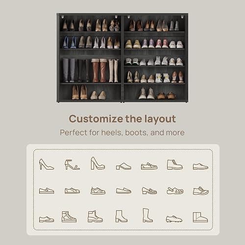 SICOTAS Rattan Shoe Storage Cabinet - Modular Shoe Cabinets with Door Tall Large Shoe Cabinet Storage for Entryway - 65.6" Wide Modular Cabinet for Hallway, Living Room thumbnail 7