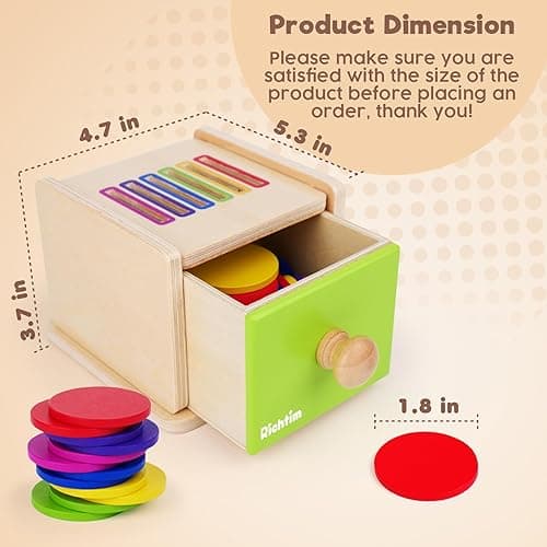 Montessori Toys for 1-3 Year Old: Color Sorting Wooden Drawer Box Toy for Toddlers, Object Permanence and Fine Motor Sensory Toy, 12-18 Months Busy Board Matching Game for Baby Boys and Girls Gifts thumbnail 4