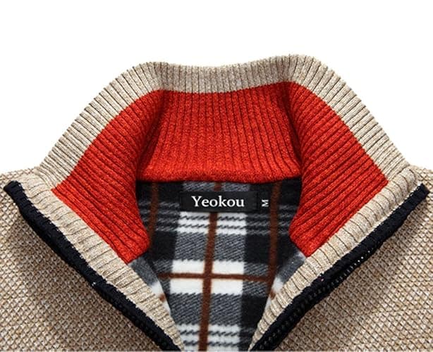 Yeokou Men's Casual Slim Full Zip Thick Knitted Cardigan Sweaters with Pockets thumbnail 4