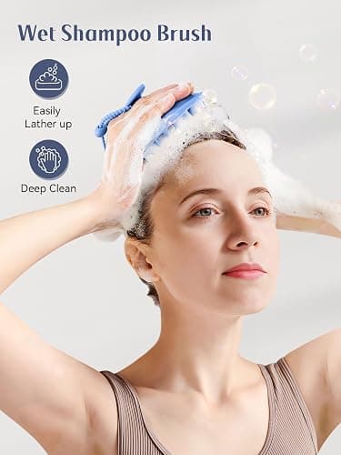 HEETA Scalp Massager Shampoo Brush with Silicone Bristles for Dandruff Removal Scalp Care & Hair Growth, Scalp Scrubber for All Hair Types, Head Massager Stress Relax, Upgraded Large Design,Blue thumbnail 4