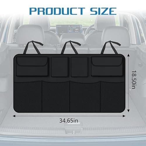 wuyaoyao Car Trunk Organizer, Large Capacity Hanging Trunk Storage Organizer with Pockets & Adjustable Straps, Oxford Fabric Vehicle Backseat Storage Bag, Universal Car Accessories (Mesh Pocket) thumbnail 2