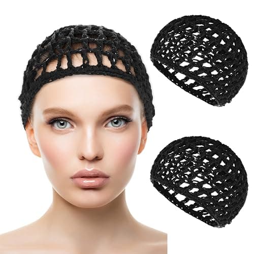 WLLHYF Wig Cap Thick Long Hair Caps Adjustable Net Mesh Braided Weaving Making Crochet Sew Weave Fishnet Grip Headband - Image 1