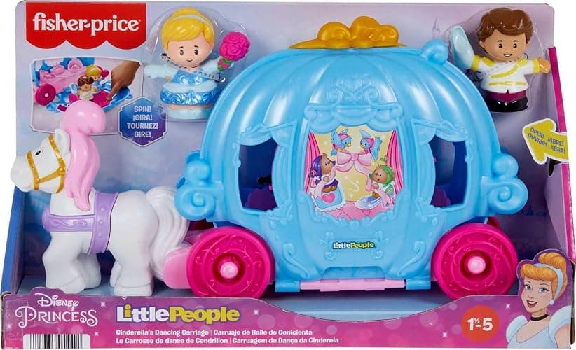 Fisher-Price Little People Toddler Toy Disney Princess Cinderella’s Dancing Carriage Playset with Figures for Pretend Play Ages 18+ Months​ thumbnail 6