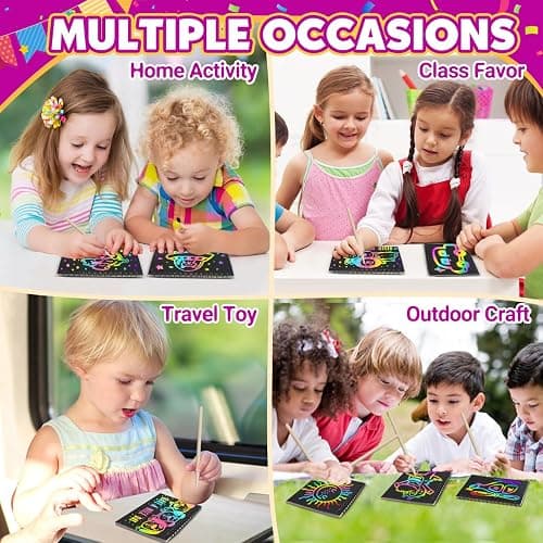 Party Favors for Kids 4-8-12: 24 Pack Scratch Rainbow Art Crafts Notebook, Coloring Book Goodie Bags Stuffers Kit, Bulk Birthday Gift Classroom Prizes Girl Boy Toddler thumbnail 8
