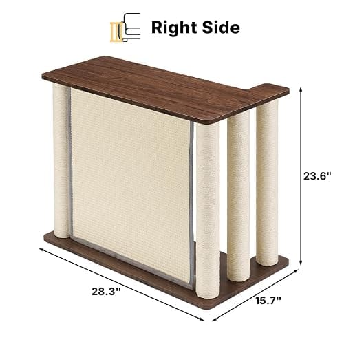Veehoo Couch Protector from Cat Claws, Couch End Table with Cat Scratch Panel and Scratching Posts, Pet Corner Sofa Side Table Scratcher, Black Walnut, Right thumbnail 7