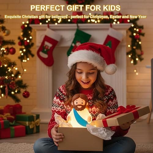 magical JD Little Jesus Night Light, Mini Silicone Jesus Lamp, Dimmable Rechargeable Touch Bedside Lamp for Nursery & Kids, Ideal Religious Gift for Christmas, Easter and Baptism (Blue) thumbnail 6