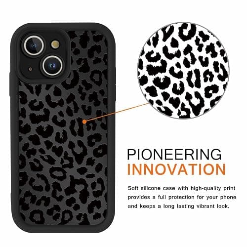 lioscre Cute Cheetah Print Phone Case for iPhone 14 Case 6.1", Aesthetic Luxury Black Leopard Pattern Design Cover Shockproof Soft Slim TPU Full Camera Lens Protective Funda for Women Girls thumbnail 3