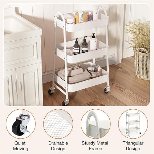 white trolley cart for bedroom thumbnail 5