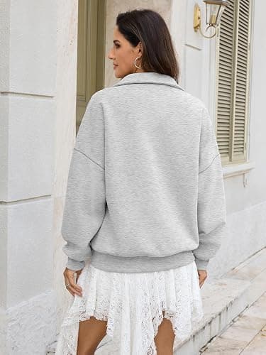 EasyGala Womens Oversized Quarter Zip Sweatshirts Fleece Half Zipper Pullover Tops Fall Fashion Outfits Clothes 2026 thumbnail 5