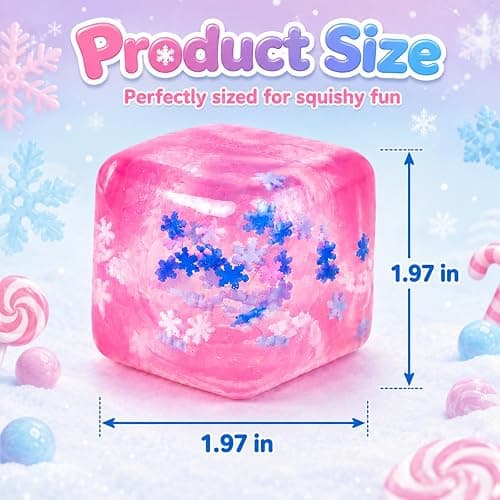 4PCS Ice Cube Squishy Toys with Snowflakes, Slow Rising Stress Cubes | Soft Sensory Fidget Squeeze Toys for Adults, Birthday Gifts, Party Favors and Desk Toys thumbnail 2