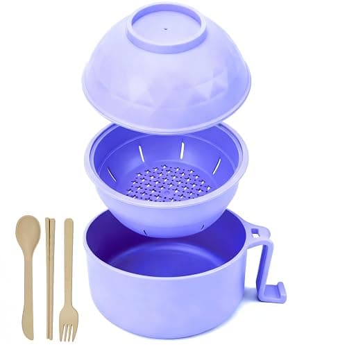 Layron Ramen Cooker Ramen Bowl Set with Chopsticks Microwave Noodle Bowl College Dorm Room Essentials for Girls for Boys Apartment Essentials-Blue thumbnail 9