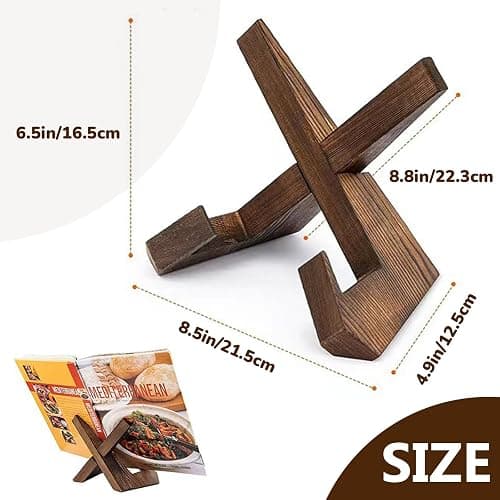 Now Playing Vinyl Record Stand, Solid Wooden Vinyl Record Holder Display Stand, Retro Now Spinning Record Stand for Vinyl Record, Cookbook Holder,Recipe Stand for Kitchen,Photo Album Book (Brown) thumbnail 2