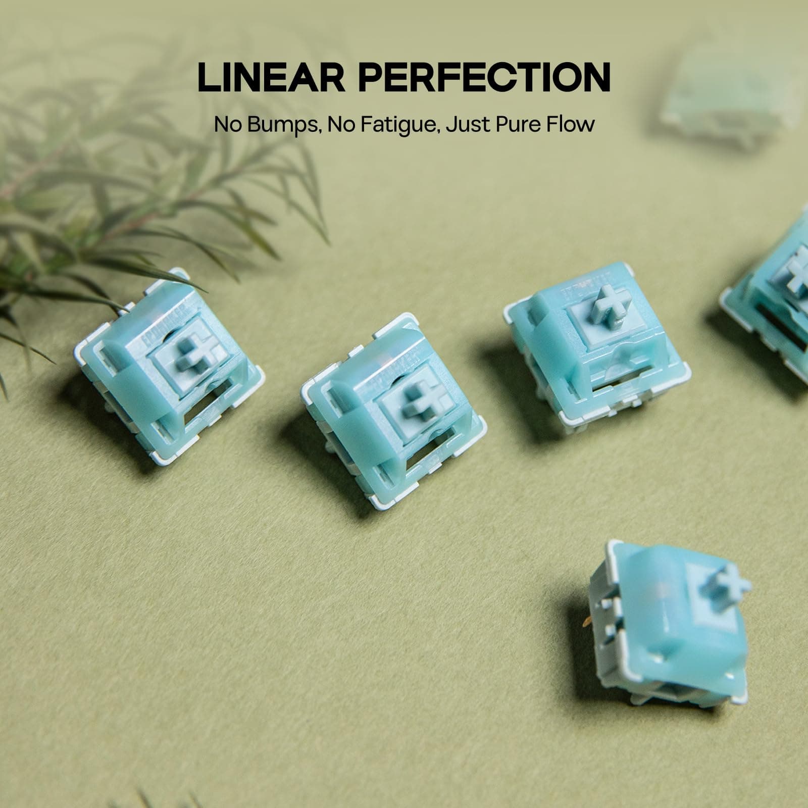 EPOMAKER Creamy Jade 45gf Gaming Keyboard Switches, 100 PCS Linear Switch, 5-Pin Pre-Lubed Switch, with PC/PA66 Case, POK Stem, Compatible with MX Keycaps for Mechanical Keyboard thumbnail 8