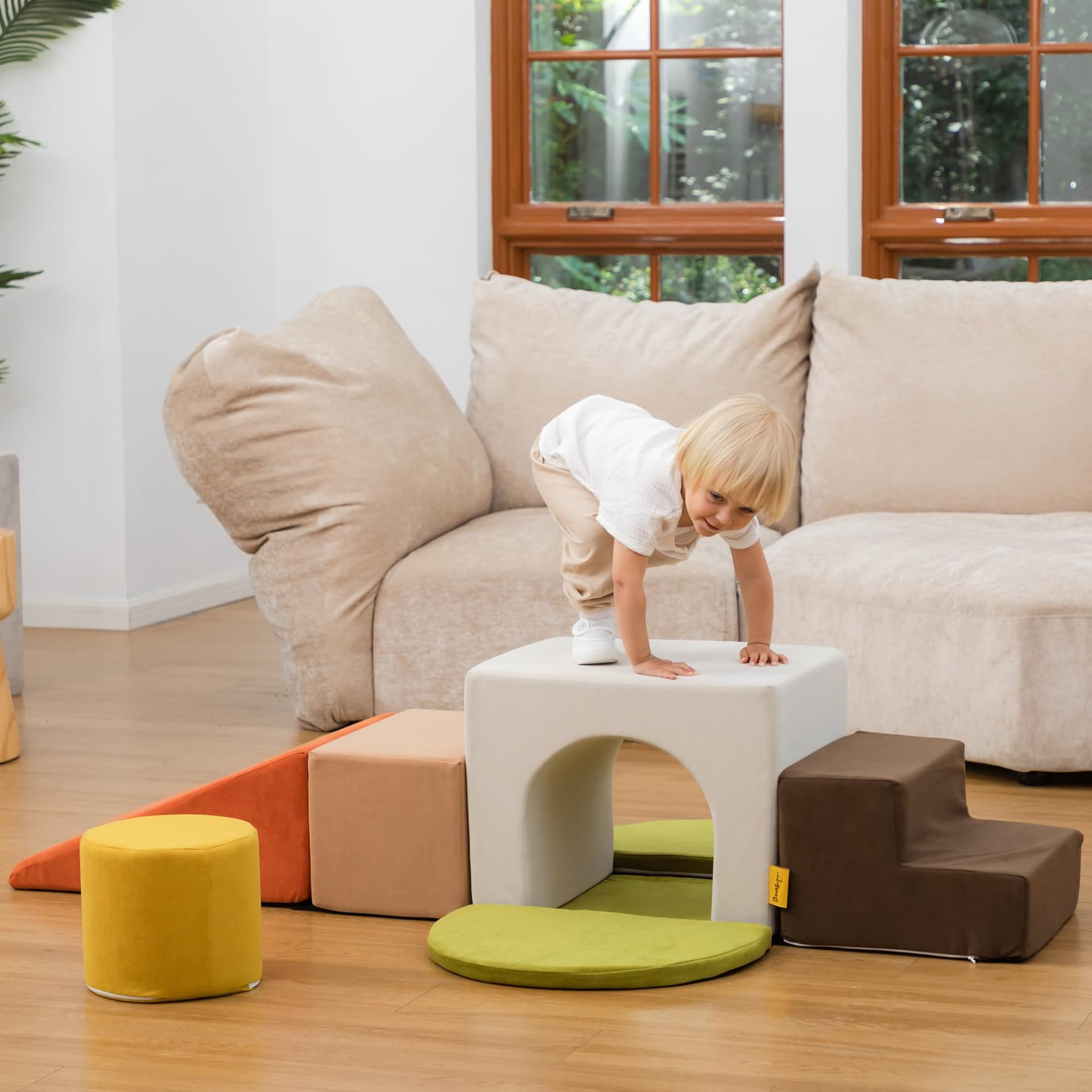 BanaSuper Kids Climbing Foam Blocks Playset - 7 Piece Toddler Climbing Toys, Indoor Gross Motor Development Montessori Gross Motor Toy for Babies & Toddlers (Colorful) thumbnail 7